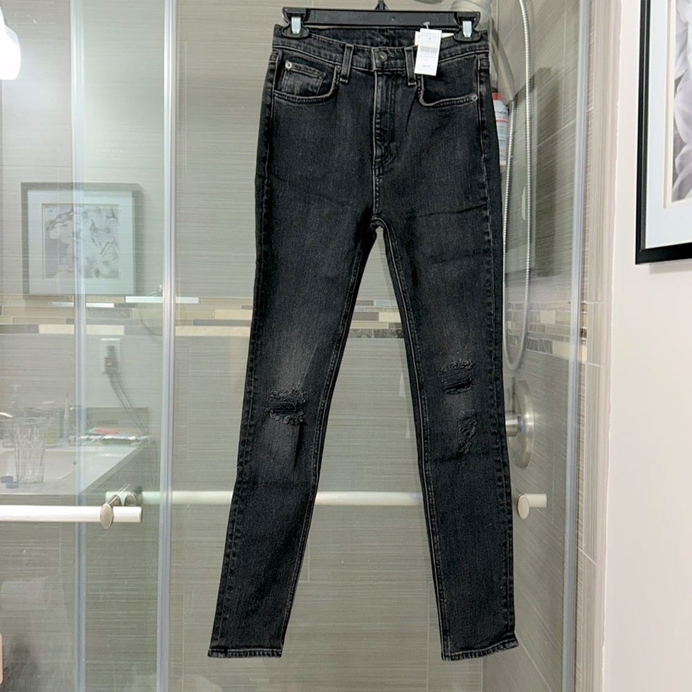 ✨ RAG & BONE ✨ NWT Black Destructed High Rise Ankle Skinny Jeans Size 25 - Picture 3 of 16